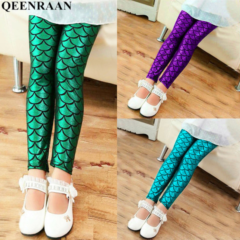 Spring Autumn Girls Leggings Mermaid Leggings Girls Pants Kids Girl Colorful Shiny Scale Pants Slim Trousers Childrens Leggings ► Photo 1/6