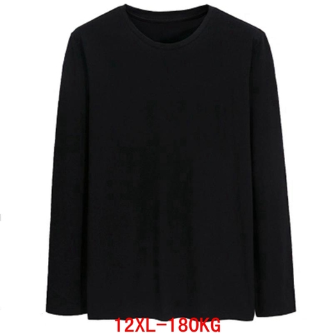 Large size women's T-shirt plus size 5XL 8XL 10XL 12XL bust 160cm autumn round neck long sleeve loose large size black T-shirt ► Photo 1/6