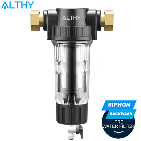 ALTHY Central Pre filter Whole House Water Filter Purifier System 3T/h Siphon backwash 40um 316 Stainless Steel Mesh Pre-filter ► Photo 1/5