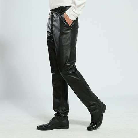 Casual Leather Pants Men's Plus Size Straight Windproof Genuine Pants Autumn Winter Thickening The First Layer Cowskin Pants ► Photo 1/5