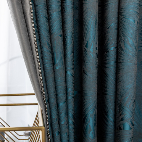 Balcony Luxury Modern Maple Leaf Yarn-dyed Jacquard Fabric Curtains for Living Room Bedroom Curtains Thermal Curtain blackout ► Photo 1/5