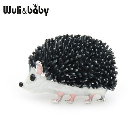 Wuli&baby Black Enamel Hedgehog Brooches For Women Lovely Animal Fashion Jewelry Pins Gift 2022 ► Photo 1/3