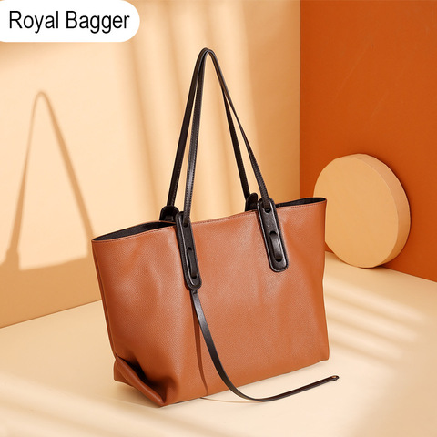  ROYAL BAGGER Women Large Tote Bag Genuine Cow Leather