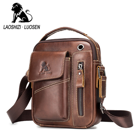 New Genuine Leather man Messenger Bags Vintage cow leather Small Shoulder bag for male men's Crossbody bag Casual Tote handbag ► Photo 1/6