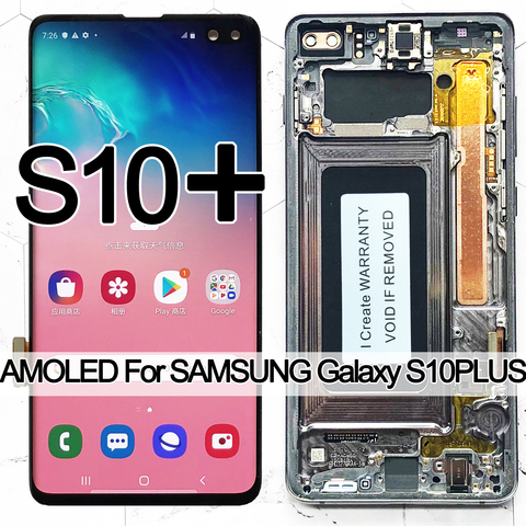 3040x1440 Original AMOLED 6.4'' S10 PLUS LCD For SAMSUNG Galaxy S10+ SM G9750 G975F Display Touch Screen Digitizer Replacement ► Photo 1/6