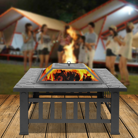 Buy Online Only Ship To Uk Metal Fire Pit Portable Courtyard Metal Fire Bowl Garden Backyard Fire Pit Patio Rectangular Firepit Stove Alitools