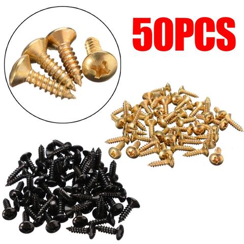 50pcs/set Electric Guitar Bass Pickguard Cover Plate Screws For Guitar Bass Metal Fixed Screw Wholesale  Gold Black Silver ► Photo 1/6