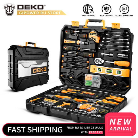 DEKO Household Tool Set General Hand Tool Kit with Storage Case Plastic Tool box Combination Hammer Socket Wrench Screwdriver ► Photo 1/6