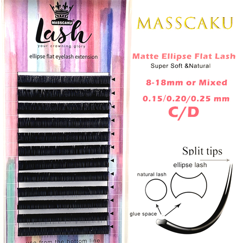 New Matte Flat Eyelash Extensions Individual 0.15 0.20 0.25 Softer Ellipse Flat Lash Split Tips Ligher Volume Looking Wholesale ► Photo 1/6