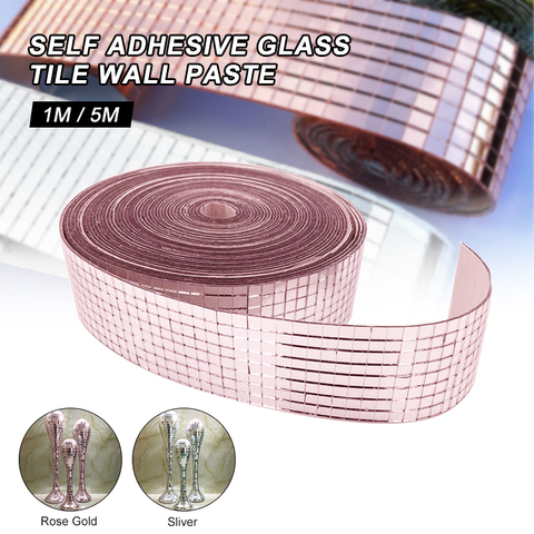 5M Roll Self-Adhesive Glass Mirrors Mosaic Tiles Wall Decals Square Round Glass Craft For DIY Handmade Crafts Home Decoration ► Photo 1/6