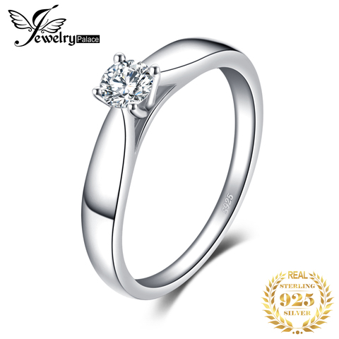 JewelryPalace CZ Solitaire Engagement Ring 925 Sterling Silver Rings for Women Anniversary Ring Wedding Rings Silver 925 Jewelry ► Photo 1/6