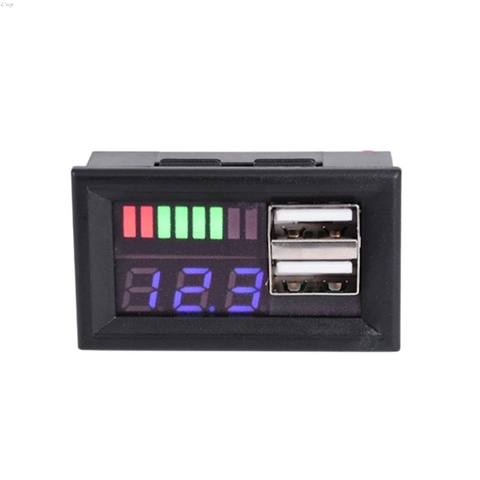 Blue LED Digital Display Voltmeter Mini Voltage Meter Volt Tester Panel For DC 12V Cars Motorcycles Vehicles USB 5V2A output ol ► Photo 1/6