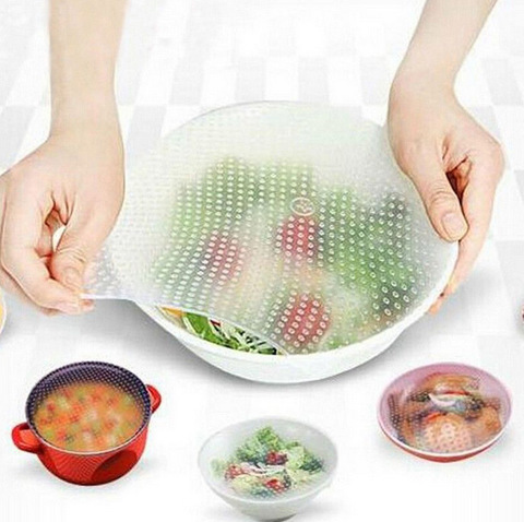 4Pcs/lot Reusable Silicone Wrap Seal Food Fresh Keeping Wrap Lid Cover Stretch Vacuum Food Wrap Bowl Cover Home Kitchen Tools D3 ► Photo 1/4