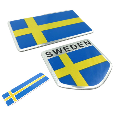 3D Aluminum Alloy Sweden National Flag Emblem Badge Car Sticker Motorcycle Decal S60L Decoration For Volvo V70 XC60 S60 V60 V40 ► Photo 1/6