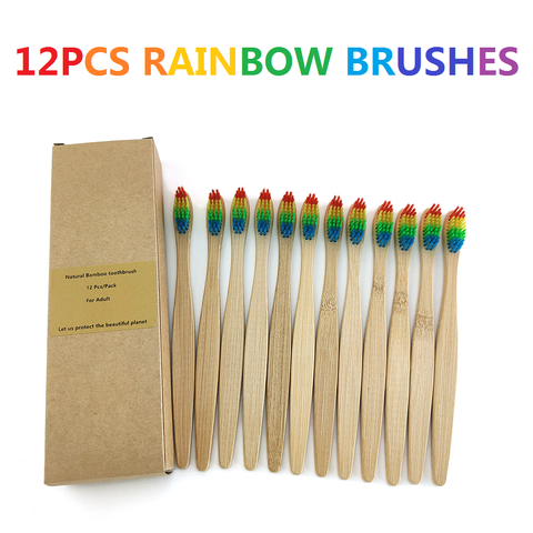 12pcs/set Environmental Bamboo Charcoal Toothbrush For Oral Health Low Carbon Medium Soft Bristle Wood Handle Toothbrush ► Photo 1/6