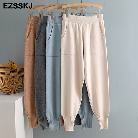 chic autumn winter chic Harem Pants Women Loose Trousers female Knitted Pants knit Trousers With Pockets Radish pants ► Photo 1/6