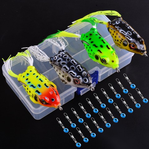 4pcs/Box Soft Frog Shape Fishing Lures Double Hooks 8g 13g Top Water Ray Frog Artificial Minnow Crank Soft Bait Fishing Tackle ► Photo 1/6