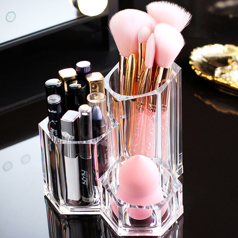 Transparent Cosmetic Organizer Makeup Brush Holder Storage Box Acrylic Plastic Box Jewelry Pen Supplies Business Card Storage ► Photo 1/6