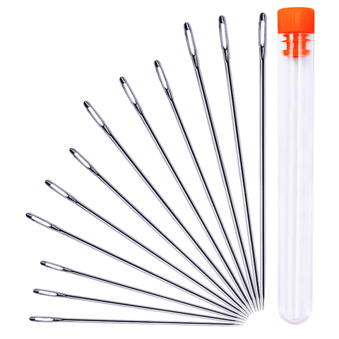 LMDZ 12 PCS Stainless Steel Hand Large Eye Sewing Needles Hand Stitching Needles with Plastic Bottle for Sewing Act Supplies ► Photo 1/6