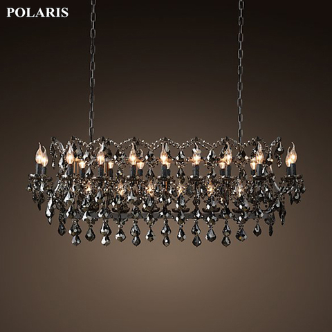 Vintage Smoky Crystal Chandelier Lighting Black Candle Chandeliers Pendant Lamp Hanging Light for Home and Restaurant ► Photo 1/1