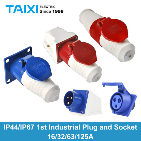 Waterproof Industrial Plug  IP44 3 Pole 4 Pole 5 Pin dustproof socket IP67 Male and Female 16a 32a 63a 125a industrial socket ► Photo 1/6