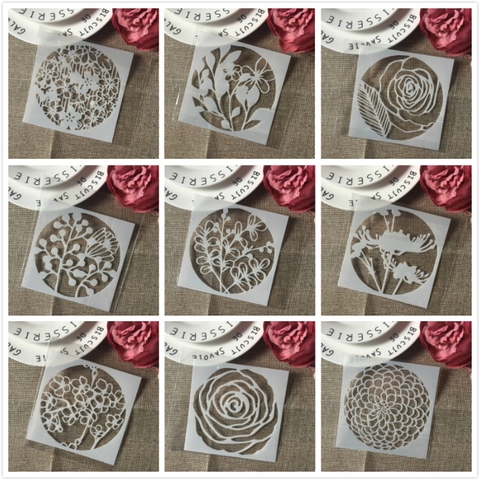 9Pcs/Lot 5inch Flower Daisy Rose DIY Layering Stencils Painting Scrapbook Coloring Embossing Album Decorative Card Template ► Photo 1/6