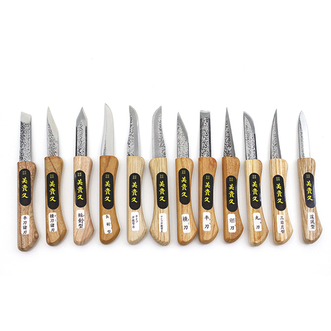 12pcs/set Japan imported green paper steel handmade knife graft carving knife handmade floral gardening wood carving ► Photo 1/5