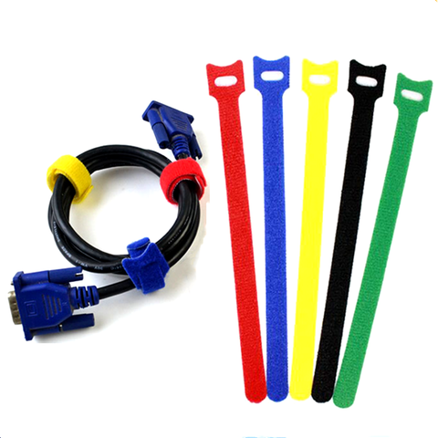 100Pcs Nylon Cable Ties Self-Adhesive Hook Loops Tape Wire Strap Cord Wrap Fastening Cable Organizer PC Line Management 12x200mm ► Photo 1/6