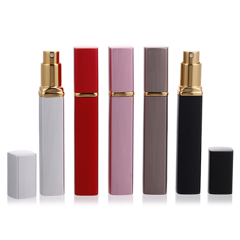 1pcs 6 color Metal Case Glass Tank Perfume Bottle Aluminum Nozzle Spray Refillable Bottle Parfum Cosmetic Glass Container 12ml ► Photo 1/6