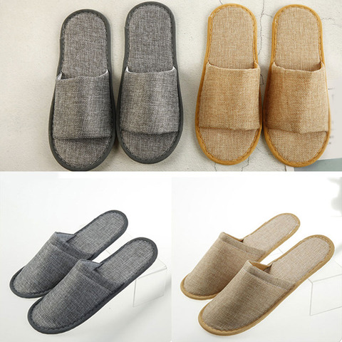 2022 New Simple Fashion Unisex Slippers Hotel Travel Spa Portable Men Slippers Disposable Home Guest Indoor Linen Men Slipper ► Photo 1/6