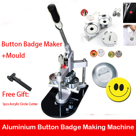 Badge Press Machine Button Badge Maker DIY Button badge making machine with 25mm/32mm/37mm/44mm/50mm/56mm/58mm/75mm mould ► Photo 1/6