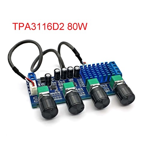 80W*2 TPA3116 Stereo Audio Digital Amplifier Board TPA3116D2 Speaker Bass Mediant Tweeter Tone Adjustment Board DC12-24V 5A ► Photo 1/4