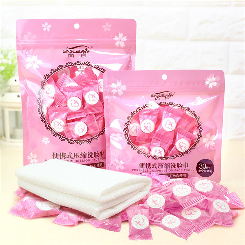 Portable Disposable Compressed Washcloth Pure Cotton Travel Face Napkin Towel 