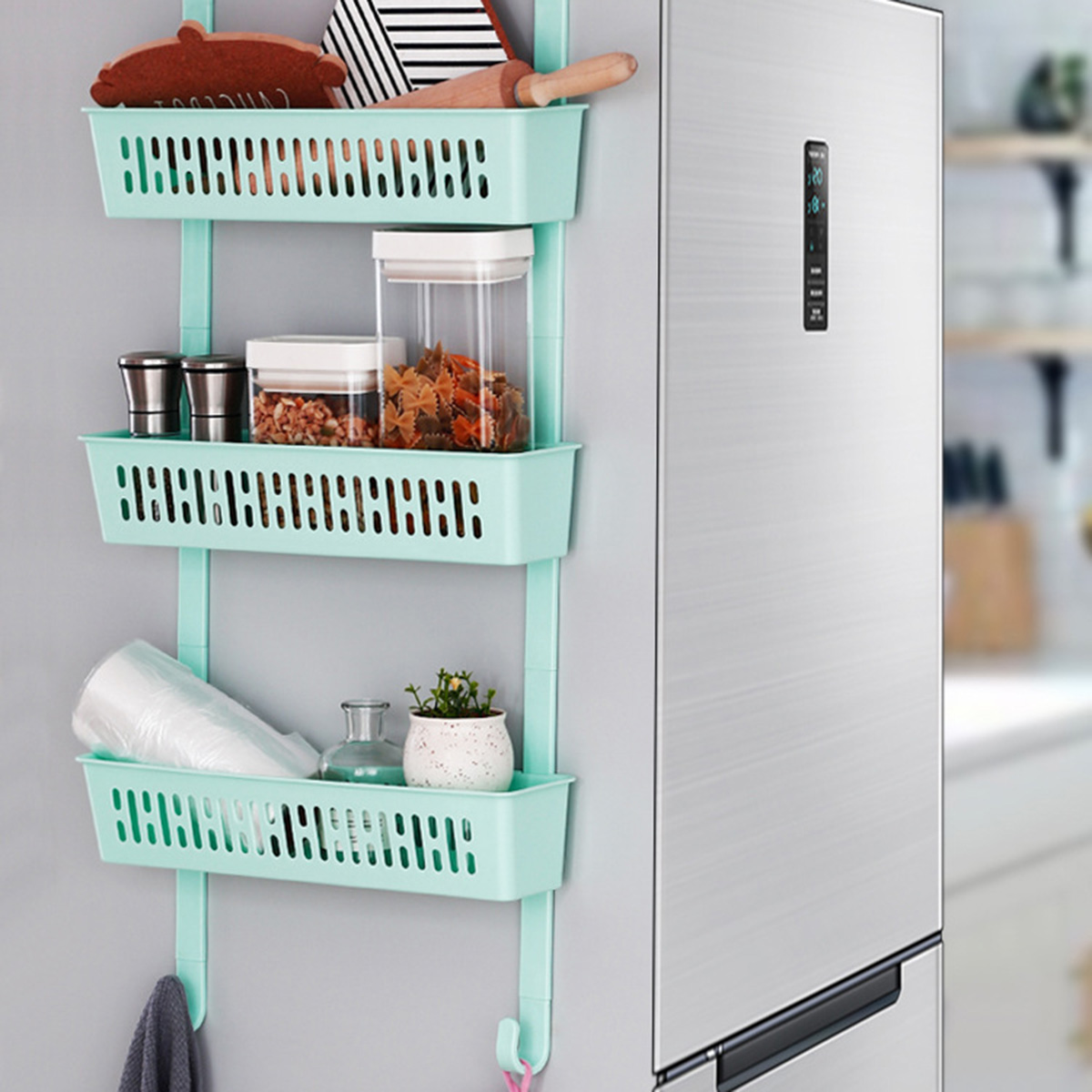 2 Types Refrigerator Rack Fridge Side Shelf Sidewall Holder Organizer Storage U