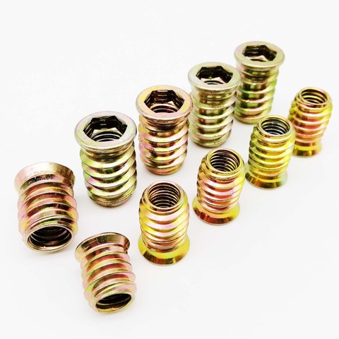 10pcs High Quality M6 M8 M10 Carbon Steel Hexagon Hex Socket Drive Head Wood Furniture Embedded Insert Nut E-Nut Metric Thread ► Photo 1/6