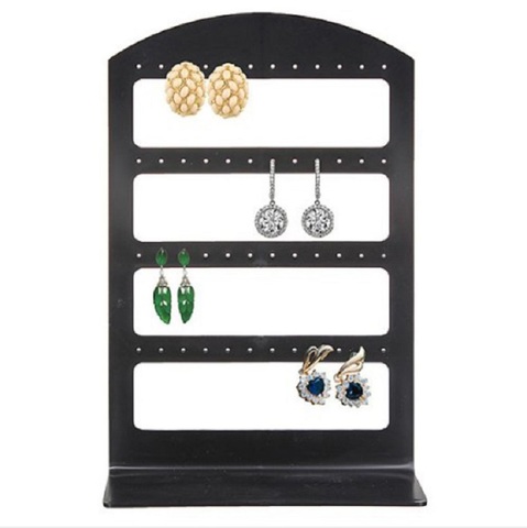 Simple 48 Holes Jewelry Organizer Stand Black Plastic Earring Holder Pesentoir Fashion Earrings Display Rack Etagere For Sale ► Photo 1/6