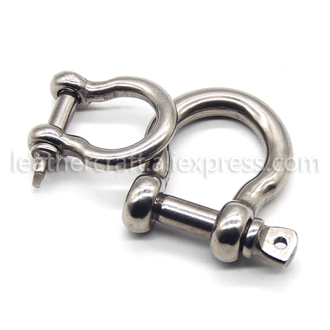 1 pcs Stainless Steel Carabiner D Bow Shackle Fob Key Ring Keychain Hook Screw Joint Connector Buckle Solid Metal 2 Size ► Photo 1/6