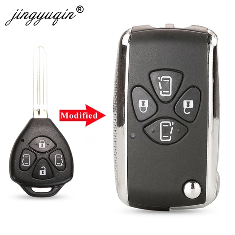 jinyuqin Modified 4 Button Flip Key Shell For Toyota Corolla RAV4 Yaris Prado Camry Crown Avalon TOY43 Remote Key Case Upgrade ► Photo 1/4