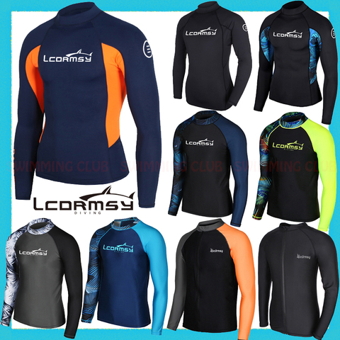 NWT LCDRMSY MEN'S RASH GUARDS BEACH LONG SLEEVES SURFING SWIMMING TOP SHIRTS WATER SPORTS GYM WETSUITS QUICK-DRYING UPF 50+ NEW! ► Photo 1/6
