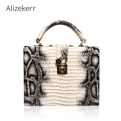 Snake Print Box Handbag Women Serpentine Lock Small Square PU Evening Clutch Shoulder Bag Ladies Dinner Party Purse Personality ► Photo 1/6