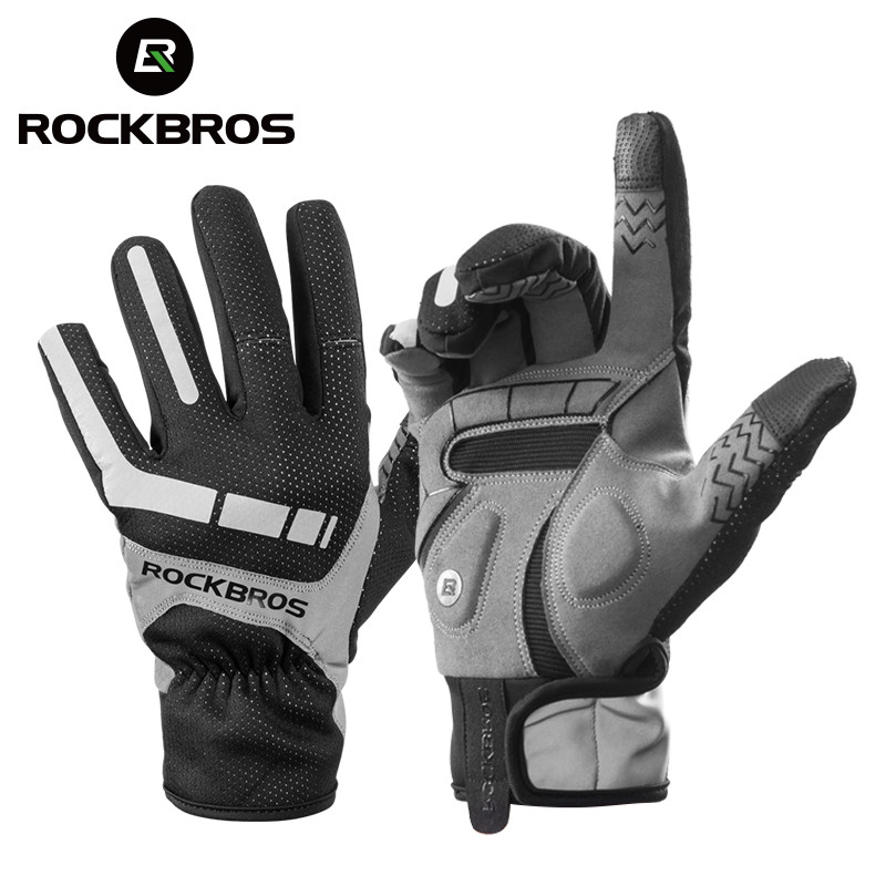 ROCKBROS Winter Cycling Gloves Windproof Waterproof Touchscreen Warm Bike Gloves 