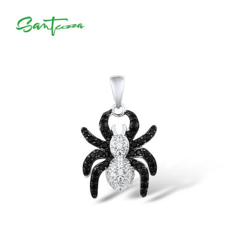 SANTUZZA Silver Pendant For Women Pure 925 Sterling Silver Black Spinel White CZ Spider Party Chic Fashion Fine Jewelry ► Photo 1/6