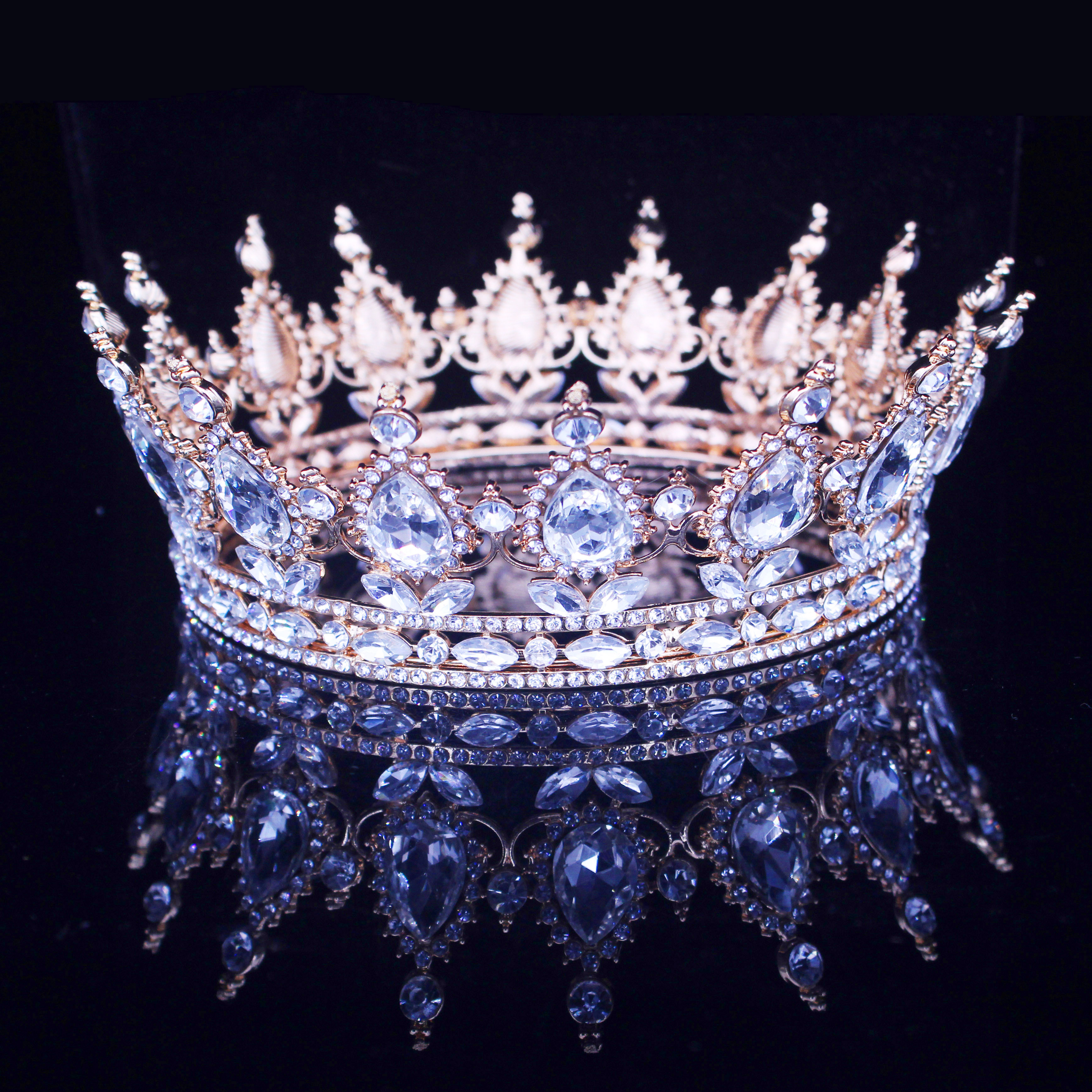 VINTAGE Baroque Queen King CrownBridal Wedding Tiara and Crown 