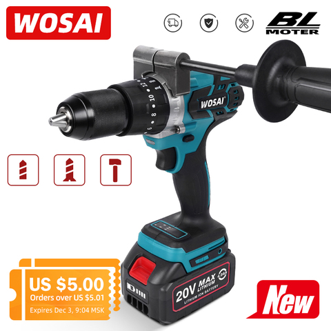 WOSAI 20V Brushless Electric Drill 20 Torque 115NM Cordless Screwdriver 4.0Ah Li-ion Battery Electric Power Screwdriver Drill ► Photo 1/6