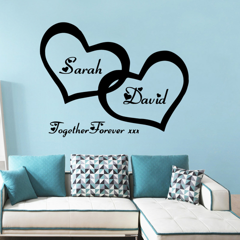 Love Quote custom name Wall Sticker Vinyl Wall Decals For Bedroom Decoration Romantic Phrase Stickers Wallpaper Mural ► Photo 1/6