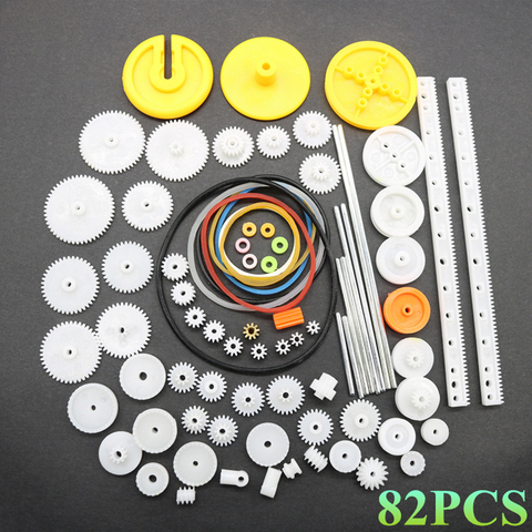 82PCS/Set Plastic Gear Package Kit DIY Gear Assortment Accessories Set for Toy Motor Car Robot Various Gear Axle Belt Bushings ► Photo 1/5