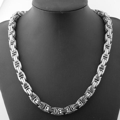 8/12/15MM Wide Fashion Mens Silver Color 316L Stainless Steel Box Chain Byzantine Necklace Wholesale Price ► Photo 1/6