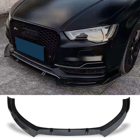 Front Bumper Spoiler Protector Plate Lip Body Kit Carbon Surface Decorative Strip Chin Shovel For Audi S3 A3(S-line) 2014 2015 ► Photo 1/6