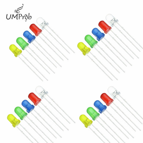 5 Colors  3MM Round LED Assortment Kit Ultra Bright Water Clear Green/Yellow/Blue/White/Red Light Emitting Diode For Diy Kit ► Photo 1/1
