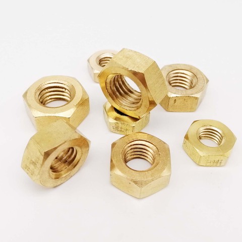 10/200pc DIN934 Solid Brass Copper Hex Hexagon Nut for M1 M1.2 M1.4 M1.6 M2 M2.5 M3 M4 M5 M6 M8 M10 M12 Screw Bolt Metric Thread ► Photo 1/6